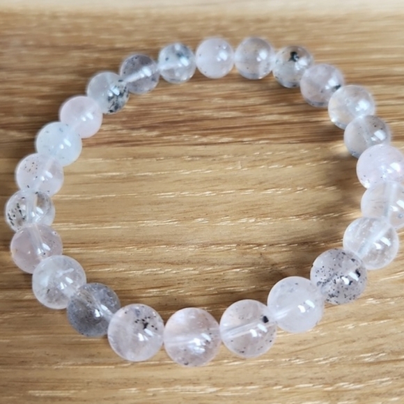 Bracelet,Strawberry Quartz w/ Hematite Bead Stretch Hand Crafted, - Picture 8 of 10